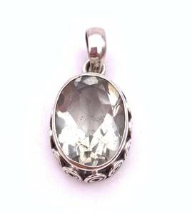  natural stone green amethyst ( pra sio light )silver925 top -021