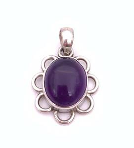  natural stone amethyst ( purple crystal )silver925 top -012