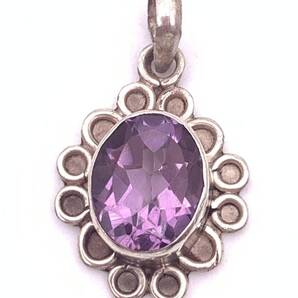 天然石アメジストsilver925トップ-0A9