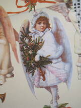 USA　ヴィンテージ　包装紙　ラッピングペーパー　天使　エンジェル　男の子　女の子　ツリー　ラッパ　花籠　未使用_画像4