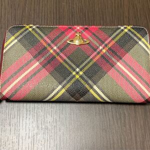 Vivienne Westwood チェック柄 ラウンドファスナー長財布 オーブ ラウンドファスナー