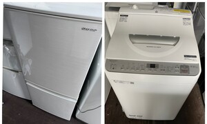 SHARP シャープ 2ドア冷蔵庫137L& 洗濯乾燥機 洗濯5.5キロ 乾燥3.5キロ 2019年製セット 家電2点セット