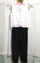 白レースノースリーブネイビーパンツサロペットネグリジェ White lace sleeveless navy pants salopet negligee_画像5