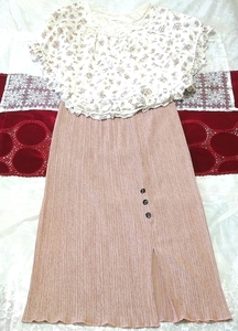 흰색 면 튜닉 네글리제 핑크 베이지 맥시 스커트, 패션 및 여성 패션 및 잠옷, 잠옷