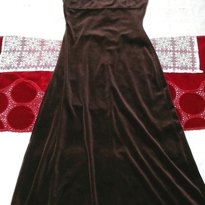 茶色ブラウンノースリーブマキシスカートネグリジェワンピース Brown sleeveless maxi skirt negligee dress