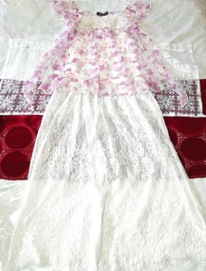 Purple floral pattern see-through tunic nightgown camisole babydoll dress 2p,fashion,ladies' fashion,nightwear,pajamas