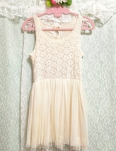 白レースノースリーブ ネグリジェ ナイトウェア ミニワンピース White lace sleeveless negligee nightwear mini dress_画像3