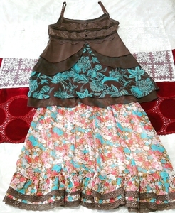 Ethnic floral chiffon camisole negligee flare skirt, fashion & ladies fashion & nightwear, pajamas