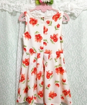 白赤緑花柄シフォンノースリーブ ネグリジェ ナイトウェア ミニワンピース White red green floral chiffon sleeveless negligee dress_画像4