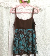 エスニックシフォンキャミソール ネグリジェ 水色赤白花柄フレアミニスカート 2P Ethnic floral chiffon camisole negligee flare skirt_画像5