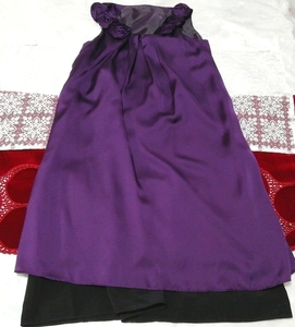 紫薔薇ネックサテン ネグリジェ ナイトウェア ノースリーブワンピースドレス Purple rose neck satin negligee nightwear sleeveless dress