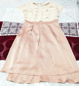 Pink floral white satin chiffon ruffle negligee nightgown short sleeve dress, fashion, ladies' fashion, nightwear, pajamas