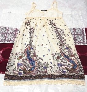 フローラルホワイトリボンシフォンレース ネグリジェ キャミソールワンピース Floral white chiffon lace negligee camisole dress