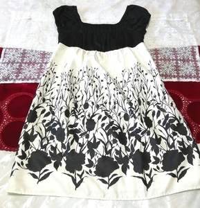 白黒切り絵模様ノースリーブチュニック ネグリジェ ナイトウェア ワンピース Black and white sleeveless tunic negligee nightwear dress