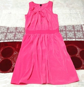 Fluorescent pink chiffon sleeveless negligee half dress, dress & knee length skirt & medium size