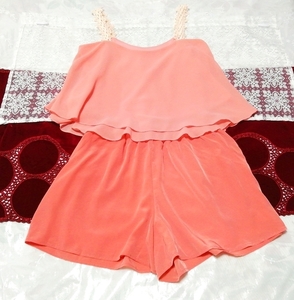 Розовый шифоновый камзол-пеньюар, ночная рубашка, шорты, 2р, мода, женская мода, пижама, пижама