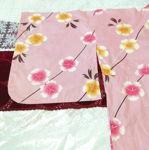 Pink flower pattern yukata kimono japanese dress, women's kimono, kimono & yukata & others