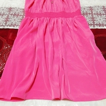 蛍光ピンクシフォン ノースリーブ ネグリジェ ハーフワンピース Fluorescent pink chiffon sleeveless negligee half dress_画像2