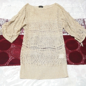 Flaxen knit lace tunic negligee nightgown dress, tunic, long sleeve, m size