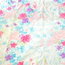 水紫白ピンク花柄浴衣和服着物日本ドレス Water purple white pink floral pattern yukata kimono japan dress_画像3