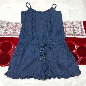紺デニムキャミソールキュロットコットンネグリジェワンピース Denim camisole cotton negligeee dresse