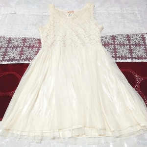 白レースノースリーブ ネグリジェ ナイトウェア ミニワンピース White lace sleeveless negligee nightwear mini dress,ワンピース&ミニスカート&Mサイズ