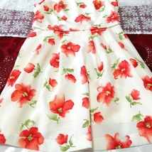 白赤緑花柄シフォンノースリーブ ネグリジェ ナイトウェア ミニワンピース White red green floral chiffon sleeveless negligee dress_画像2