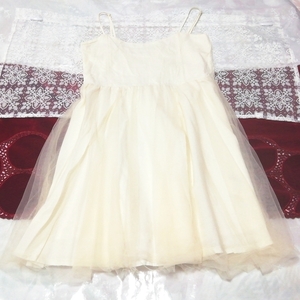 フローラルホワイトチュールスカート ネグリジェ キャミソールベビードールワンピース Floral white tulle skirt negligee camisole dress