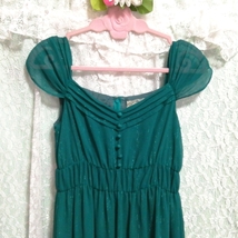 緑シフォンフレア ネグリジェ ナイトウェア ノースリーブワンピースドレス Green chiffon flare negligee nightwear sleeveless dress_画像6