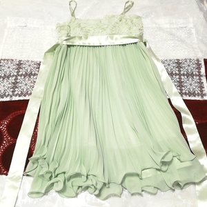Yellow-green chiffon satin ribbon negligee nightgown camisole babydoll dress, fashion, ladies' fashion, nightwear, pajamas 