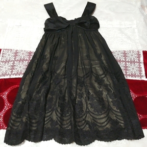 黒刺繍レーススカート ネグリジェ ナイトウェア ノースリーブワンピースドレス Black lace skirt negligee nightwear sleeveless dress