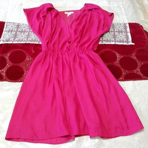 Magenta pink backless sleeveless tunic negligee dress, tunic & sleeveless, sleeveless & medium size