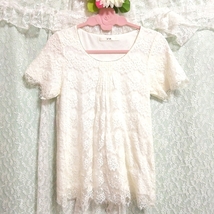 白レース半袖チュニック ネグリジェ 紺レースロングスカート 2P White lace short sleeve tunic negligee navy blue lace long skirt_画像4