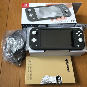 ニンテンドースイッチライト nintendo switch lite グレー フィルム付き アダプター有り