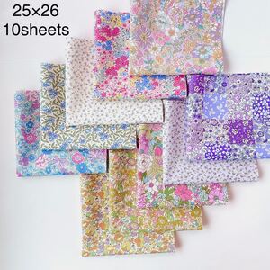 カットクロス 10枚 生地*花柄 小花 リバティ風 ハギレ LIBERTY風 布シール はぎれ ハンドメイド