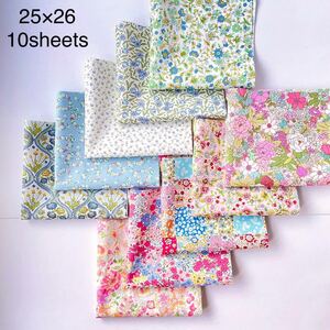 カットクロス 10枚 生地*花柄 小花 リバティ風 ハンドメイド はぎれ くるみボタン ハギレ
