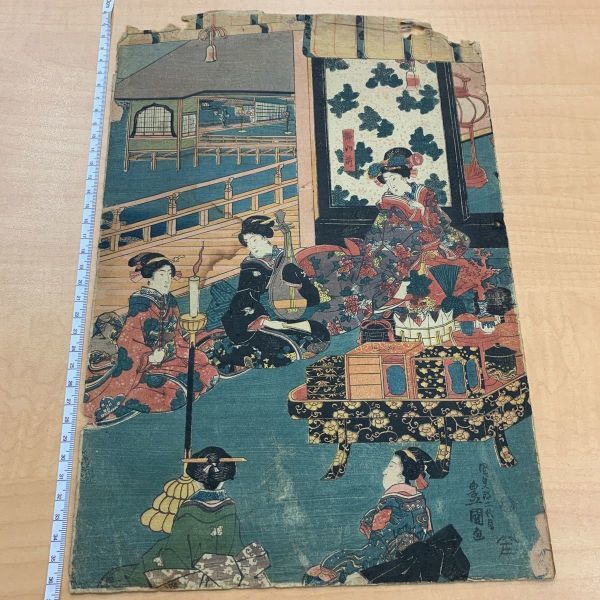 Картина красоты Утагавы Тоёкуни, второе поколение гравюры на дереве укиё-э № 104, рисование, Укиё-э, Распечатать, Красивая женщина рисует