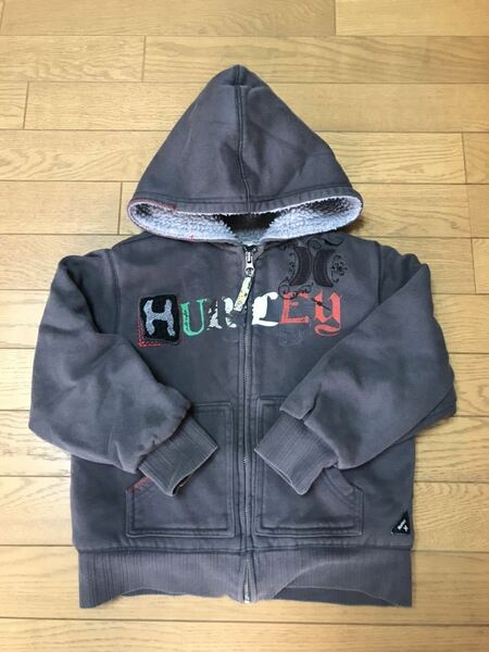 Hurley BOY’S FLEECE LINED FULL ZIP HOODIE size-5(120-着丈43身幅43) 中古(美品-数回使用) 送料無料 NCNR