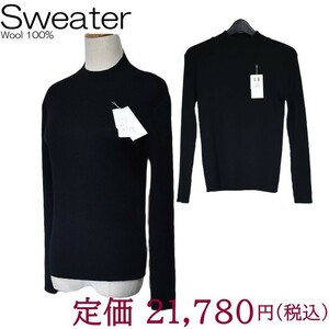 日本製　ハイネックセーター　黒色　ブラック■819702■リブ　イタリア輸入素材 タグ付き