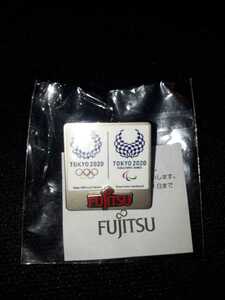 シルバー 銀色 白 新品 非売品 東京2020オリンピックパラリンピック 富士通 FUJITSU 社員用 ピンバッジ ピンバッチ ピンズ