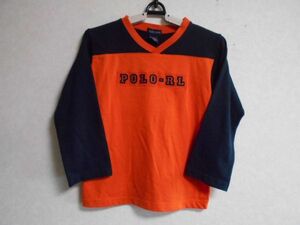 ★ Ralph Lauren ★ Long -sleeved T -Frish * Orange x темно -синий * size6