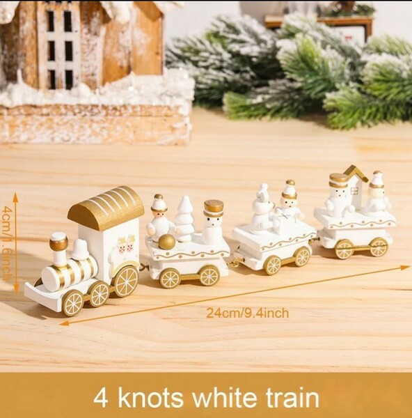 P 飾り オーナメント 木製 列車 白 北欧 木製 電車 ツリー しろ ホワイト