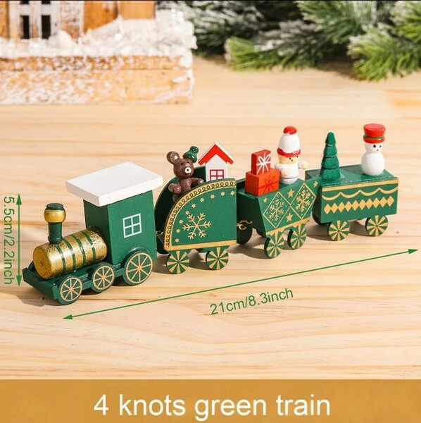 J 飾り オーナメント 木製 列車 緑 北欧 木製 電車 ツリー グリーン
