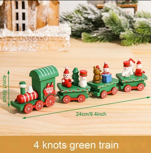 R 飾り オーナメント 木製 列車 赤 緑 北欧 木製 電車 ツリー グリーン