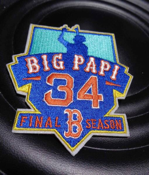 ３４空青橙◆新品MLB　レッドソックスBoston Red Sox デビッド・オルティーズ Big Papi #34 Final Season野球　ベースボール 刺繍ワッペン