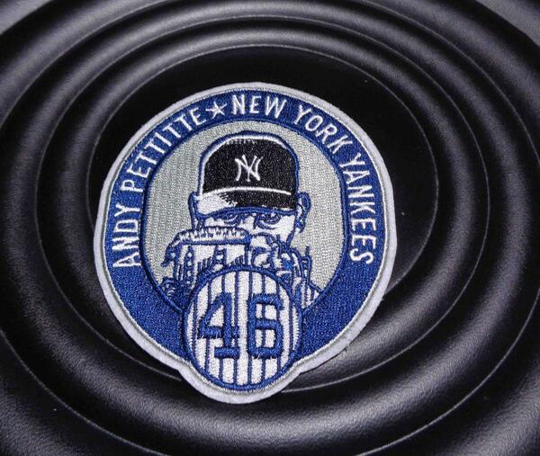 紺白◆新品MLBアンディ・ペティット Andy Pettitte ニューヨーク・ヤンキースNY　Yankees#46野球ベースボール刺繍ワッペン◆メジャーリーグ