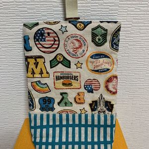 入園 入学 シューズバック 上履き入れ アメカジ スマイル ハンドメイド