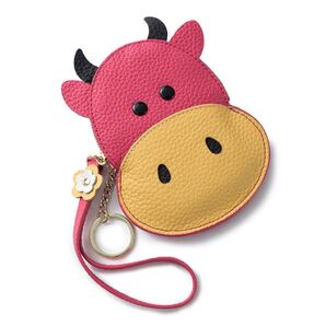 新品!大人気♪本革仕様ウシさん小銭入れコインケース 牛ミニ財布 レッド