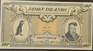 （B-409)　ジェイソン諸島　50ペンス紙幣　ペンギン ②