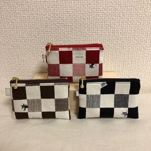 ハンドメイド ミニポーチ3色セット